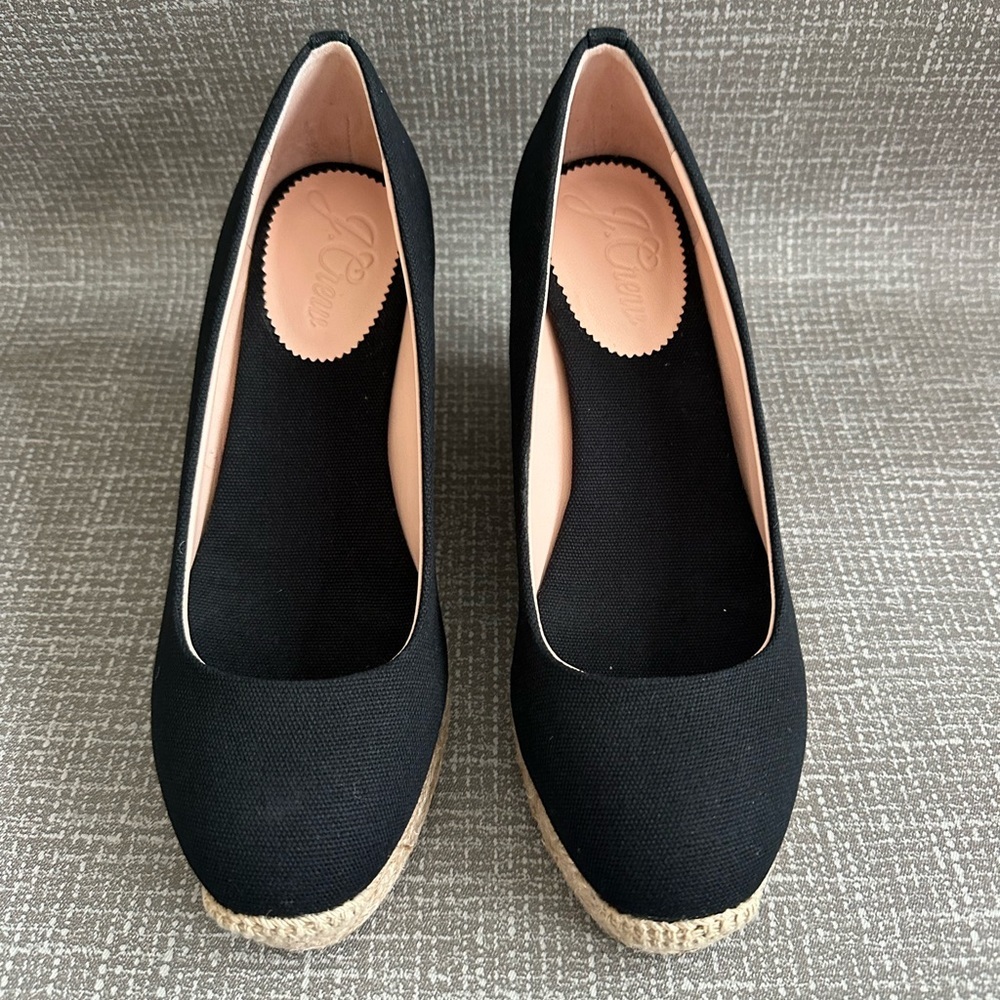 J.Crew Women’s Black Espadrille Wedge Heels – Size 6.5